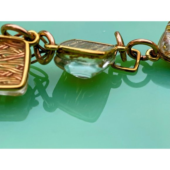 Vintage Dichroic Glass Link Bracelet Copper waves Gold Filled - Picture 8 of 16